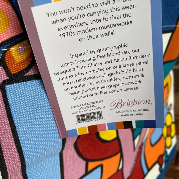 NWT Brighton Power Of Love Large Canvas Tote Bag - Picture 6 of 7